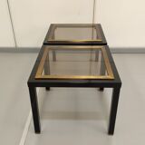 Pair black and gold side tables