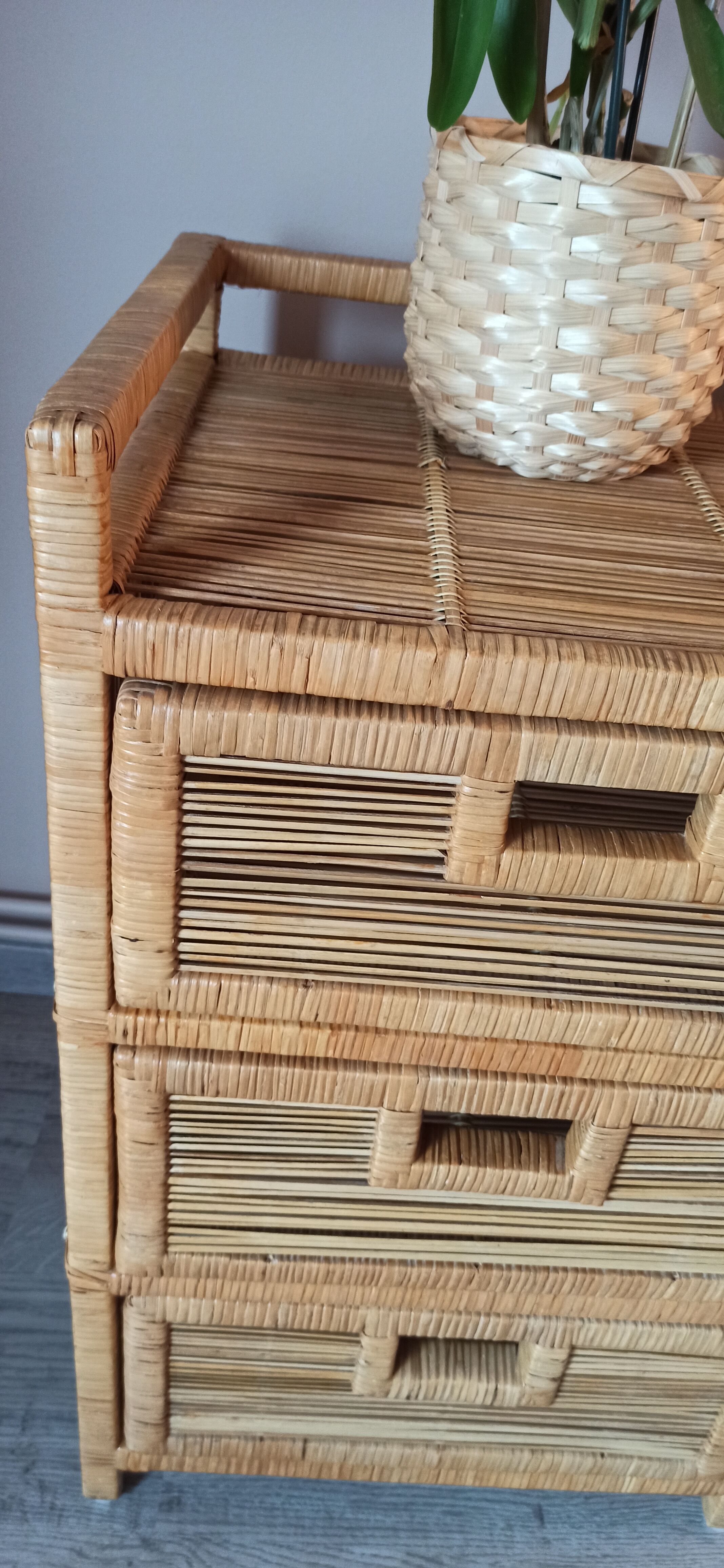 Extra cabinet 3 wicker rattan drawers