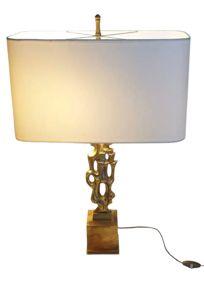 Desk lamp in gilded bronze by Papineau, 1970s
