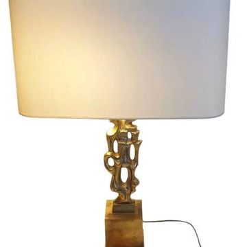 Desk lamp in gilded bronze by Papineau, 1970s