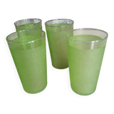 4 vintage green granita glasses