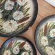 Vintage Hand-Painted Clay Plates: 1970s Yugoslavian Floral Wall Decor