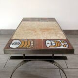 Jean Gregorieff coffee table for Roche Bobois, ceramic and brushed steel