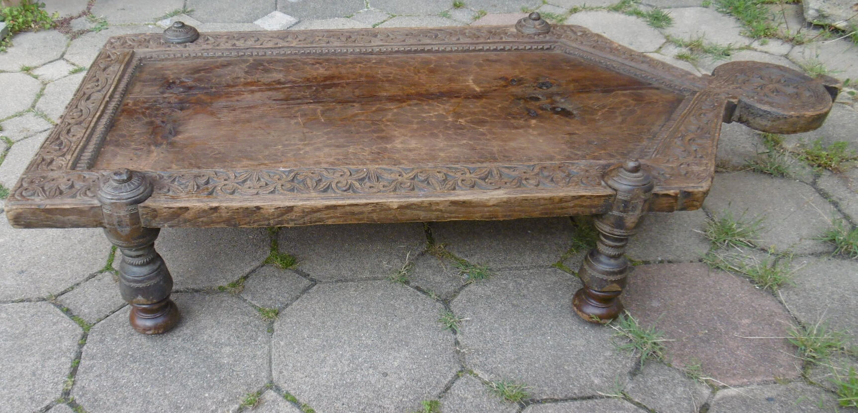 Ancient indian coffee table - massive teak