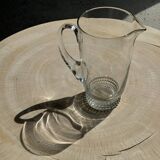 Carafe à anse en verre belle matière pied motifs billes de verre H21