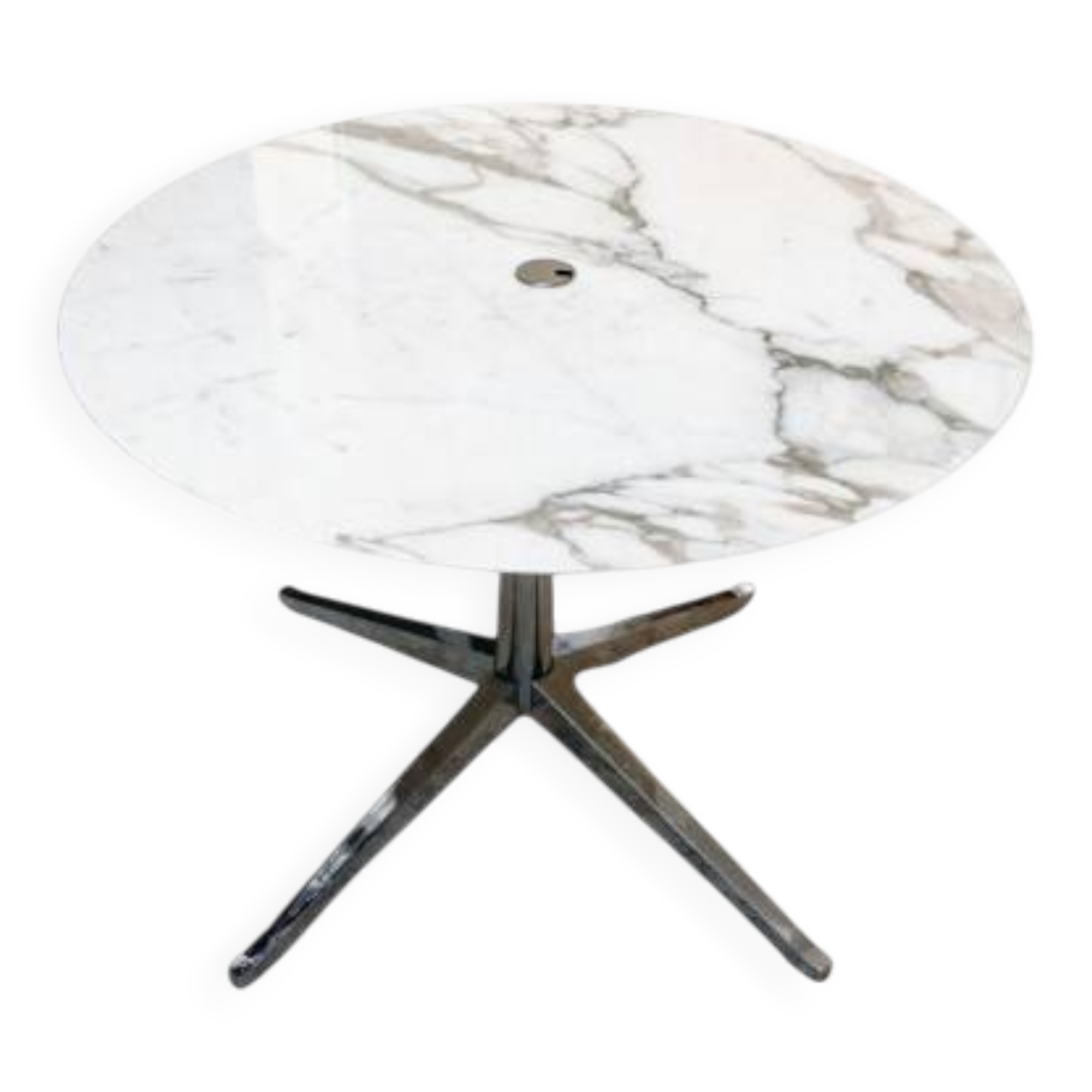 Florence Knoll - Round tabletop, Calacatta Oro Verde marble, chrome base
