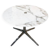 Florence Knoll - TABLE plateau rond marbre Calacatta oro verde base chrome
