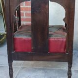 Set 3 pieces furniture, armchair and carved wooden stool