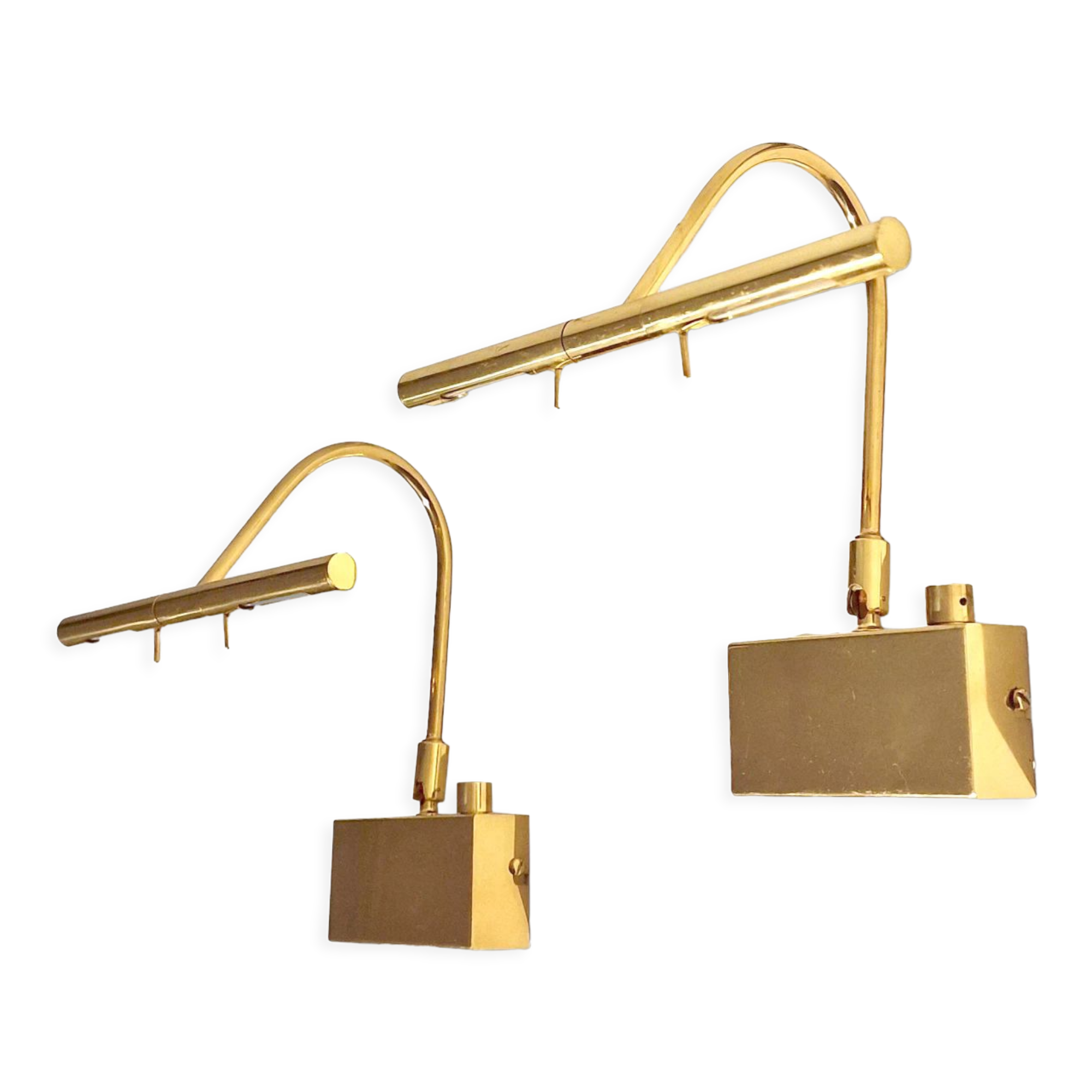 Adjustable brass bedside lamps, Italy, 1980s