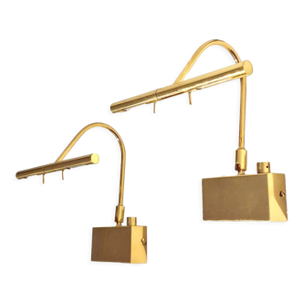 Adjustable brass bedside lamps, Italy, 1980s