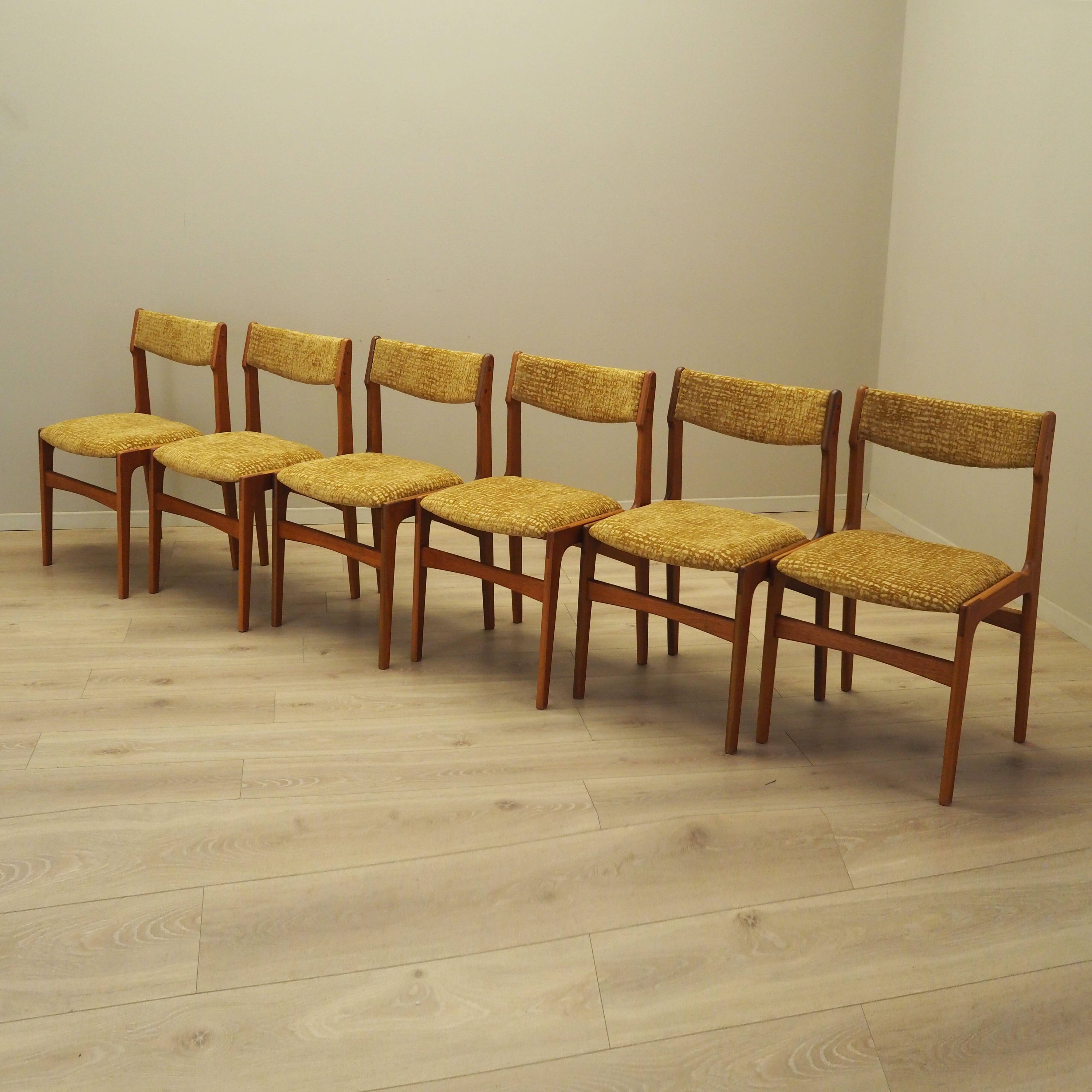Set of six teak chairs, Danish design, 1970s, production: Denmark