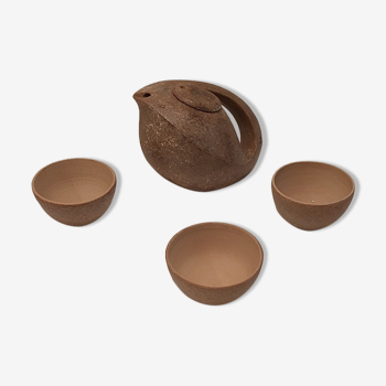 André Bloch sandstone teapot and bowls
