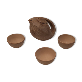 André Bloch sandstone teapot and bowls