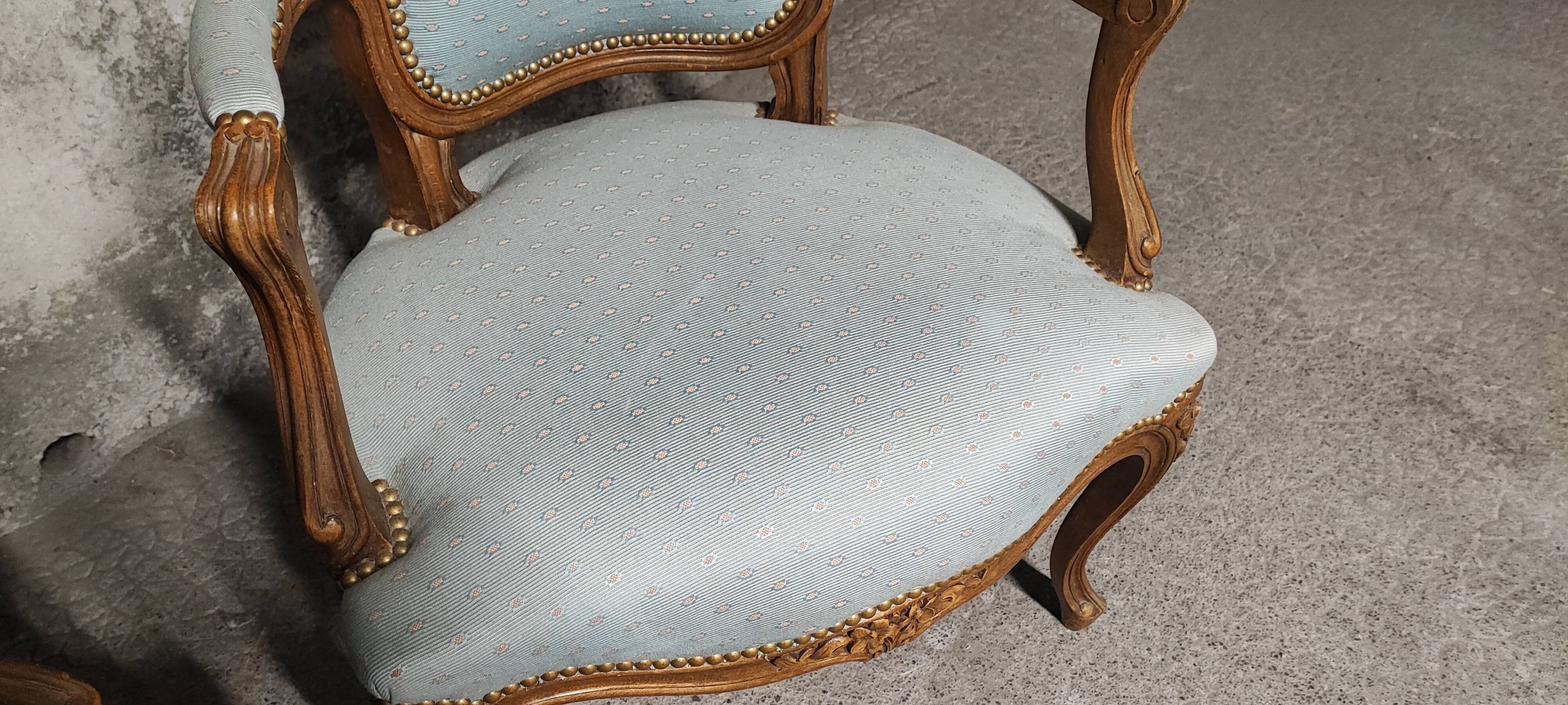 Reupholstered Louis XV convertible armchairs
