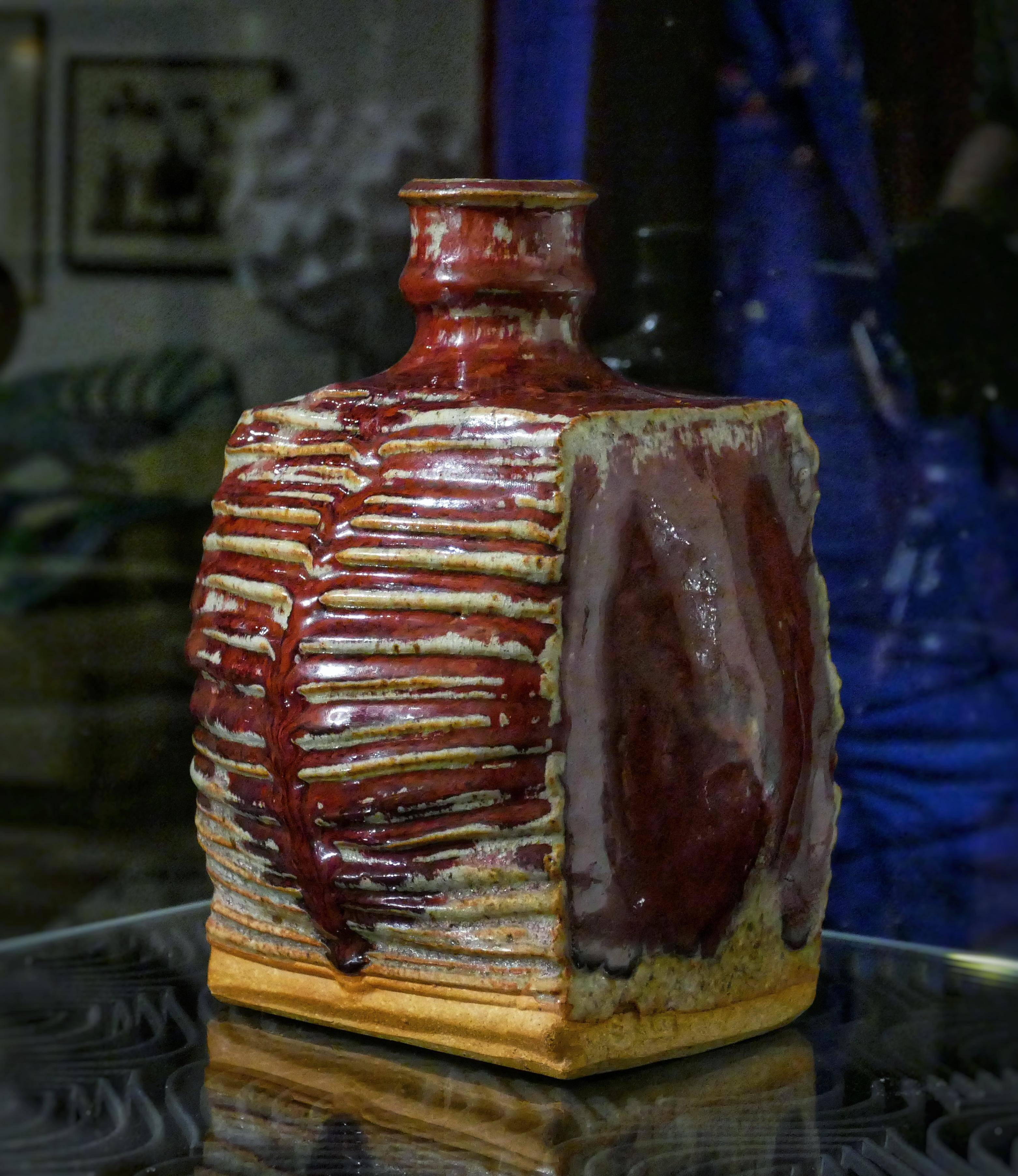 Vintage Swedish Gösta Grähs and Kerstin Hörnlund Oxblood Glaze Flask Vase