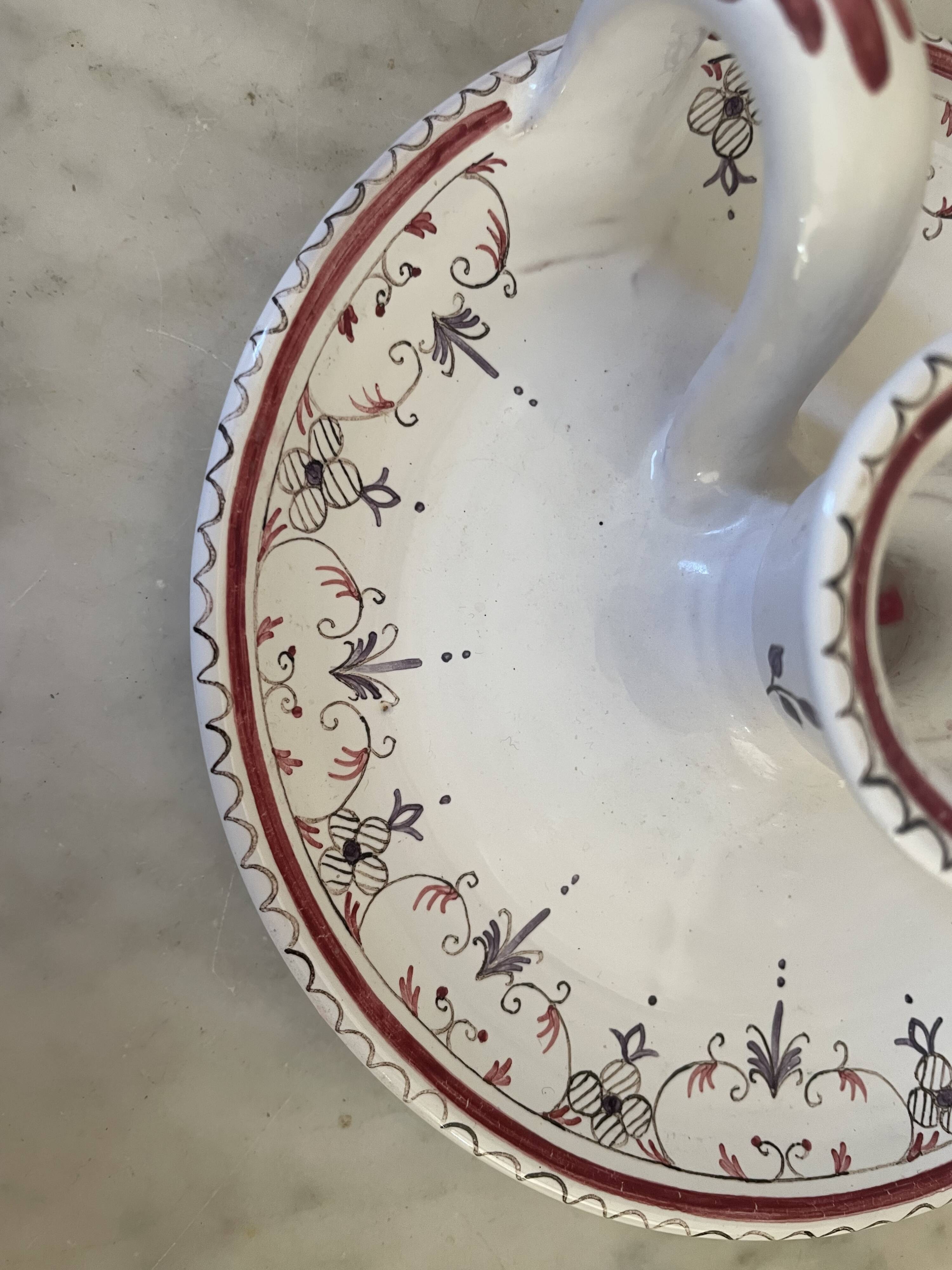 Ceramic hand candle holder with Moustiers decor