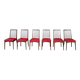 Set of 6 vintage wooden chairs – Psychedelic red fabric