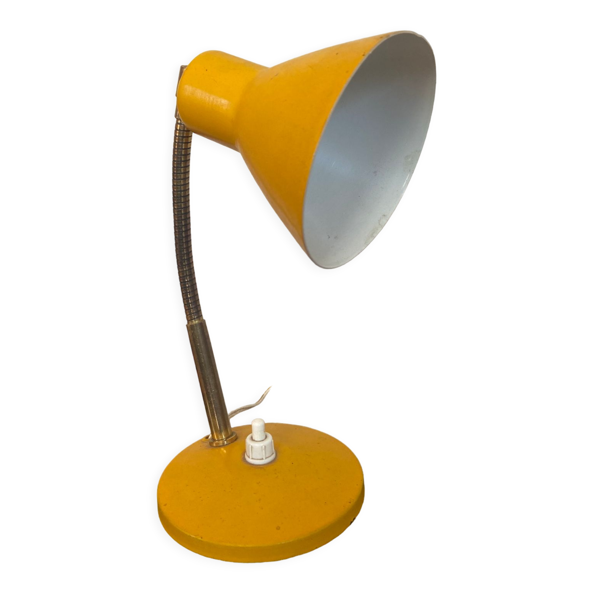 Table lamp années 60 in sheet metal yellow