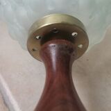 Mid century wooden and bubble glass table lamp 1970s