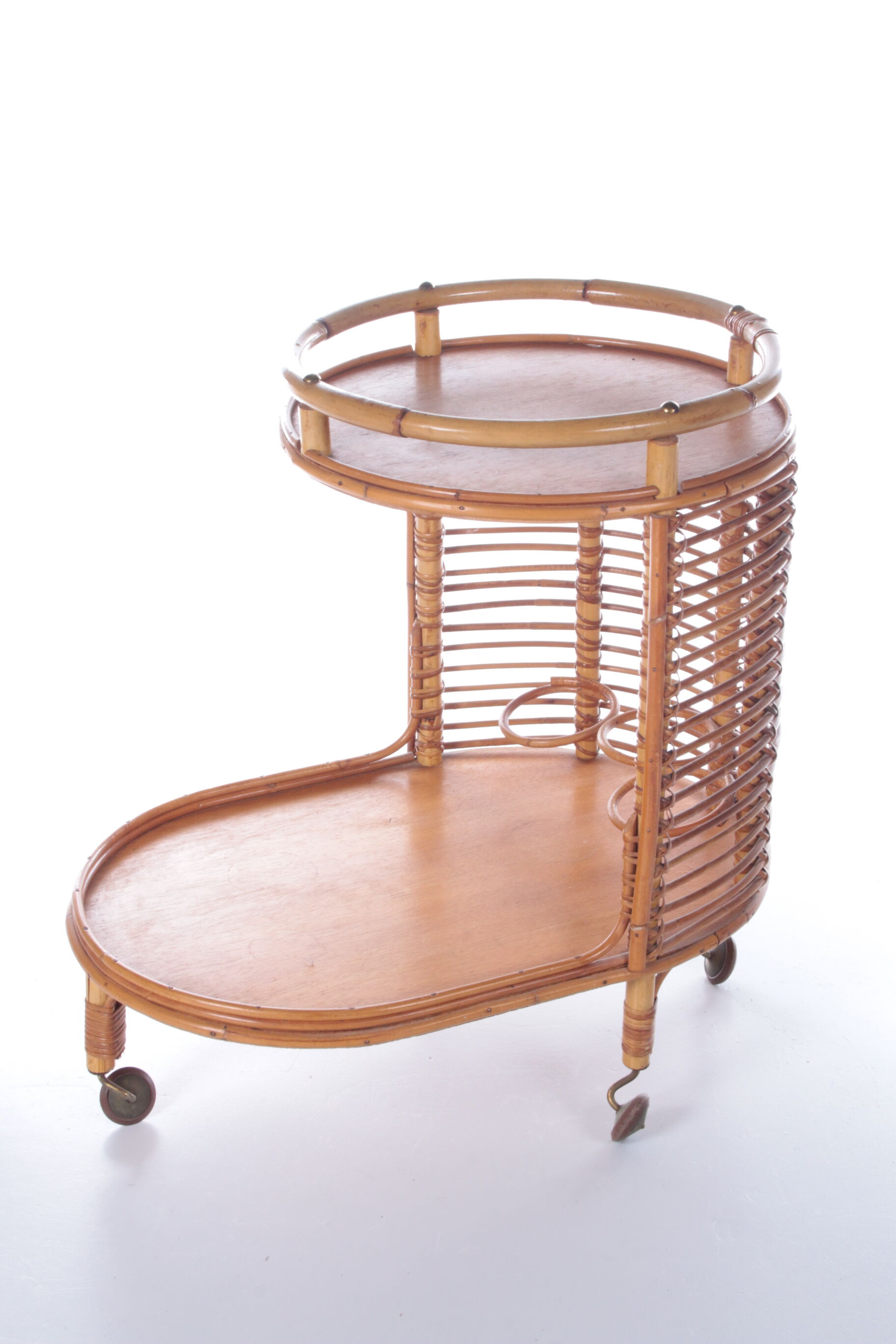 Vintage bamboo bar trolley original french from the 1960s