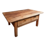 18th-century cherry wood coffee table with two drawers.