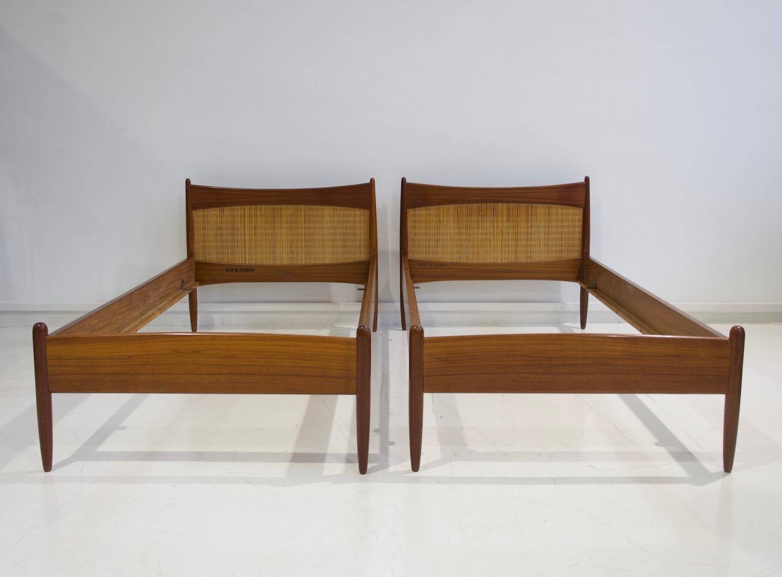 Pair of teak and rattan bed frames by Børge Mogensen