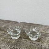 Pair of vintage glass heart candle holders