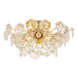 Ceiling light, brass and crystal glass by Kinkeldey, Germany, 1970s.