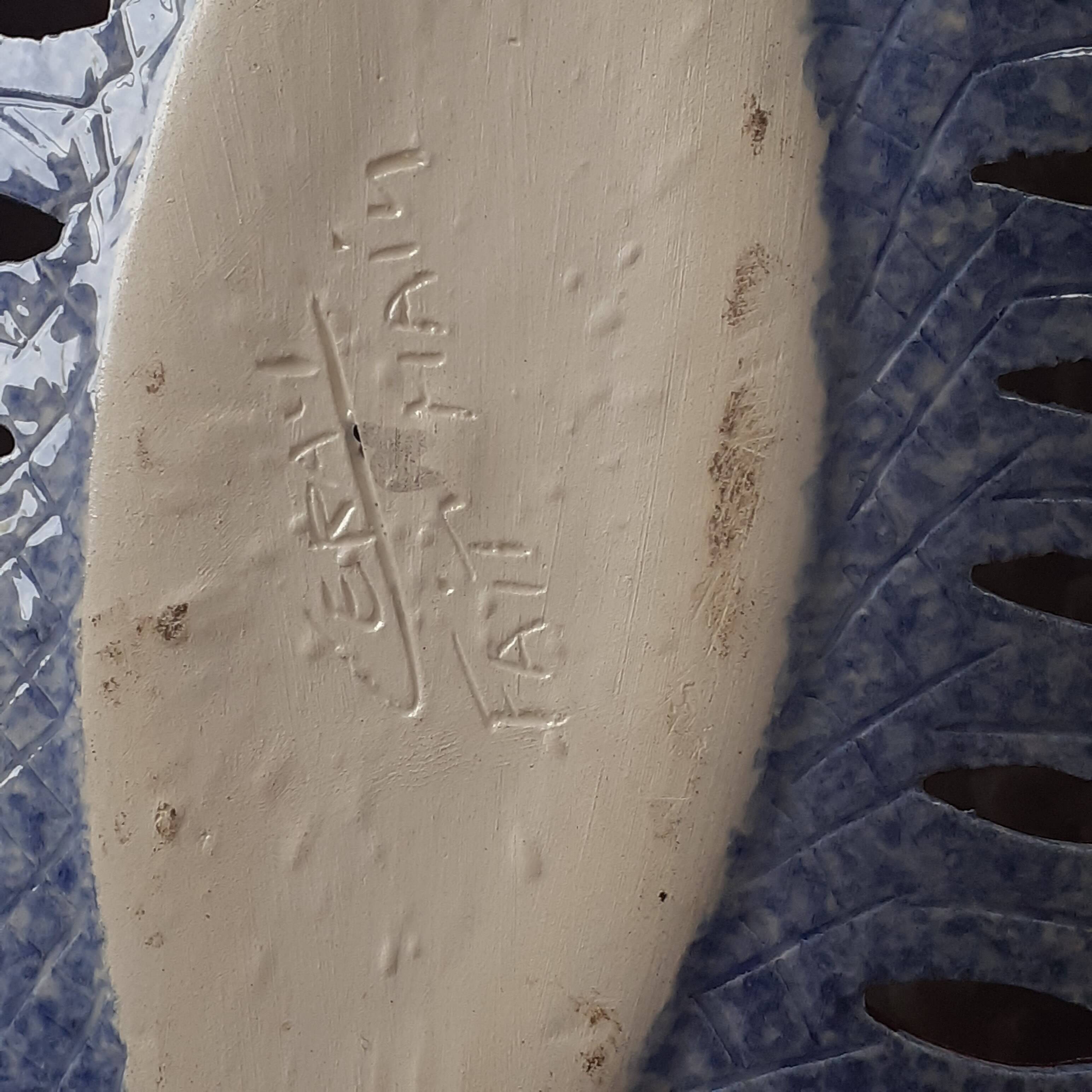 Oval dish; openwork edges. Leray. Rochefort in the ground. Hand painted.