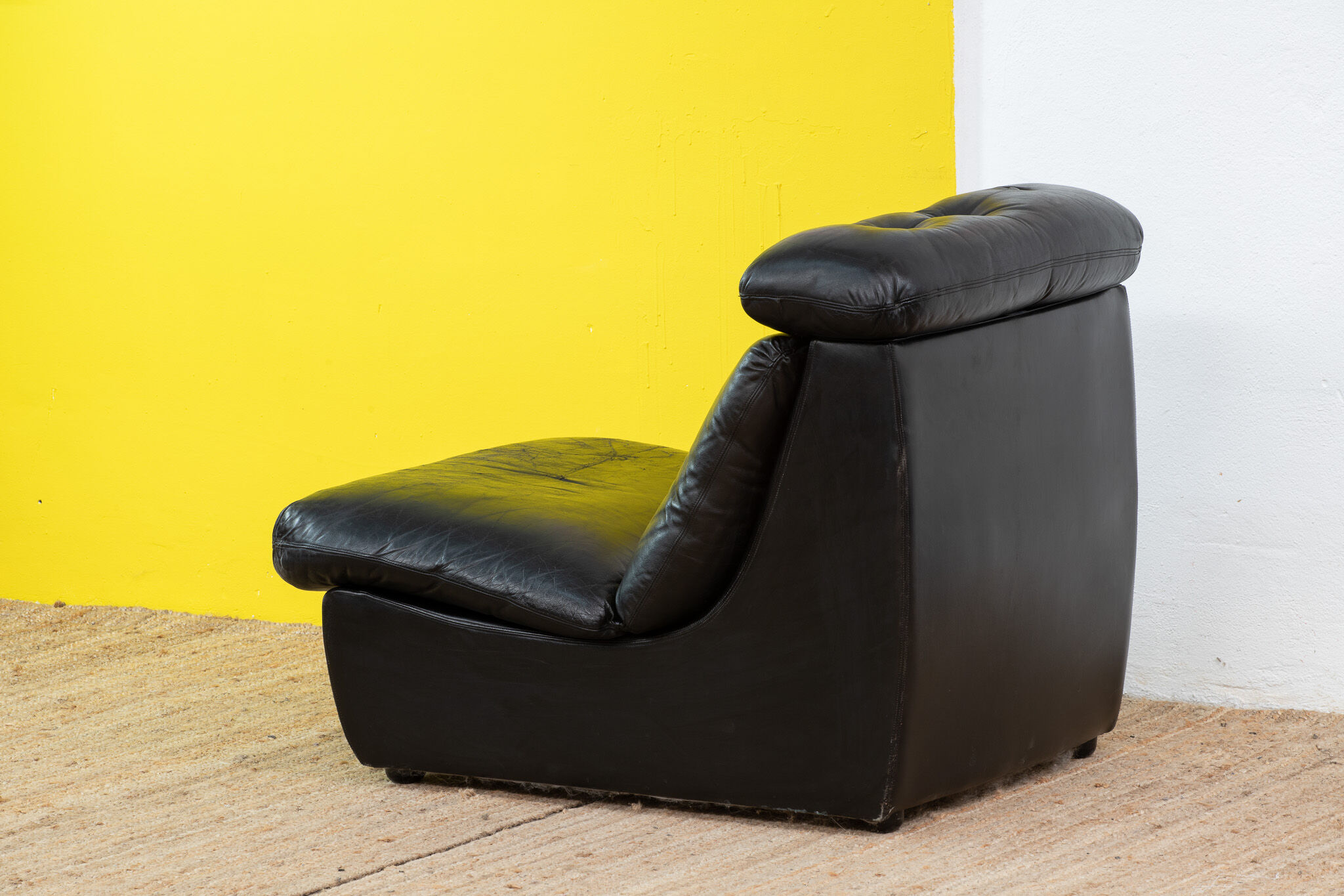 Vintage Scandinavian leather fireside chair – 75 cm