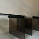 Design bedside table in metal & smoked glass, Roche Bobois 1970.