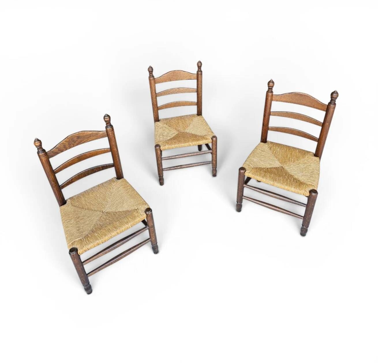 3 x Antique provincial ladderback child's chair / rush seat / 1930s