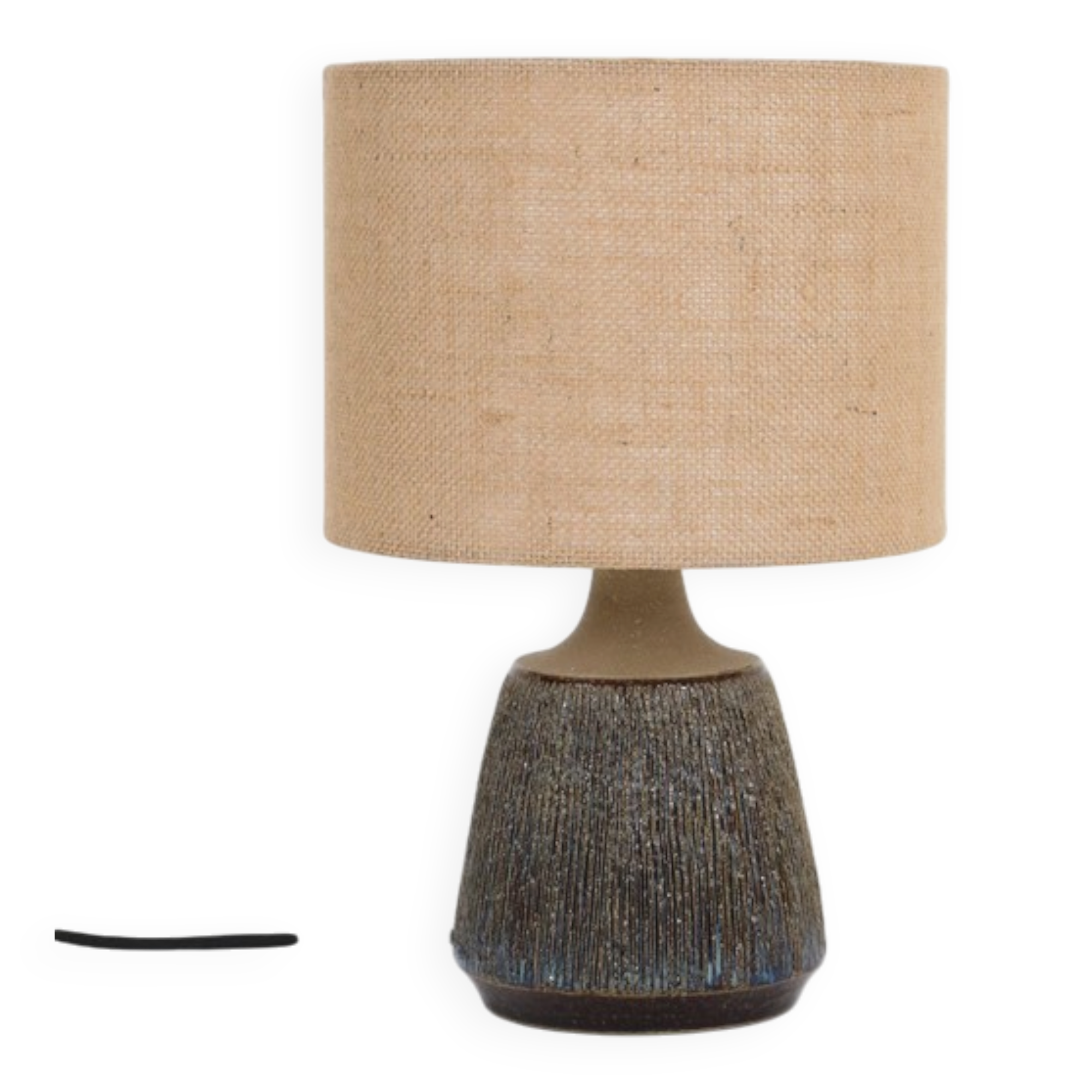 Handmade Søholm ceramic table lamp with jute lampshade / Danish Design