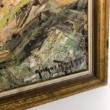 Peinture à l'huile sur panneau suédoise « Femmes abstraites et fleurs », milieu XXème