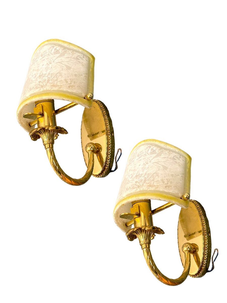 Murano Glass and Brass Sconces, 1980s, Set of 2