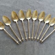 Series of 10 teaspoons in sterling silver vermilled in russian style