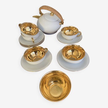 White and gold fine porcelain tea service