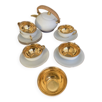 White and gold fine porcelain tea service