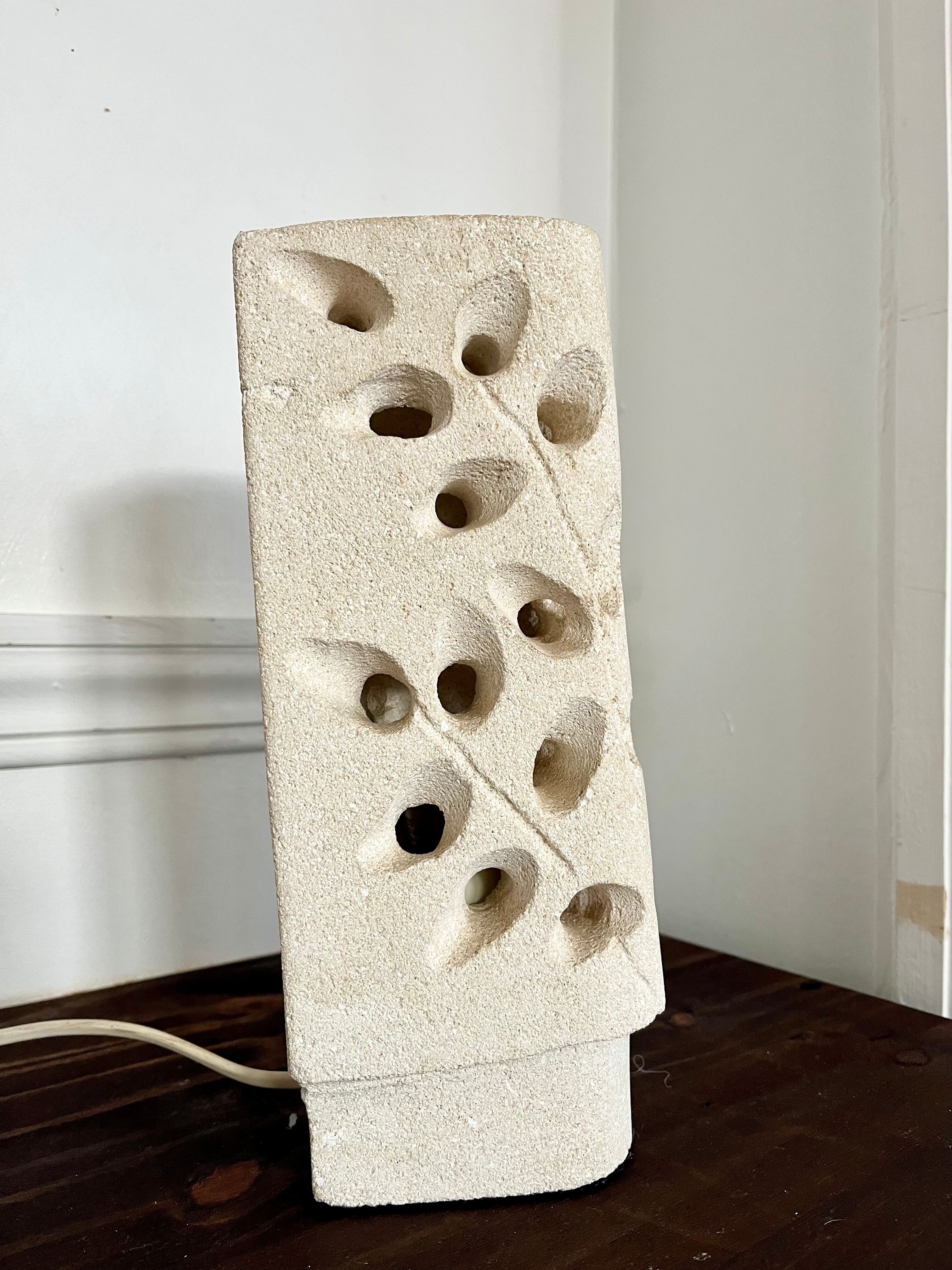 1970s stone sculpture lamp