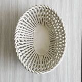 Small white ceramic twisted basket