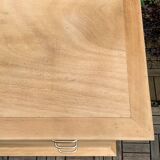Vintage chest of drawers with compass feet, solid raw beech, 1960s