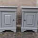 Pair of Louis Philippe style bedside tables 1 door 1 drawer gray