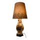Vintage Asian lamp in ceramic with a wooden base, adjustable lampshade.