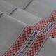 Set of 3 tea towels in mestizo, white and red, new and vintage
