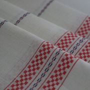 Set of 3 tea towels in mestizo, white and red, new and vintage