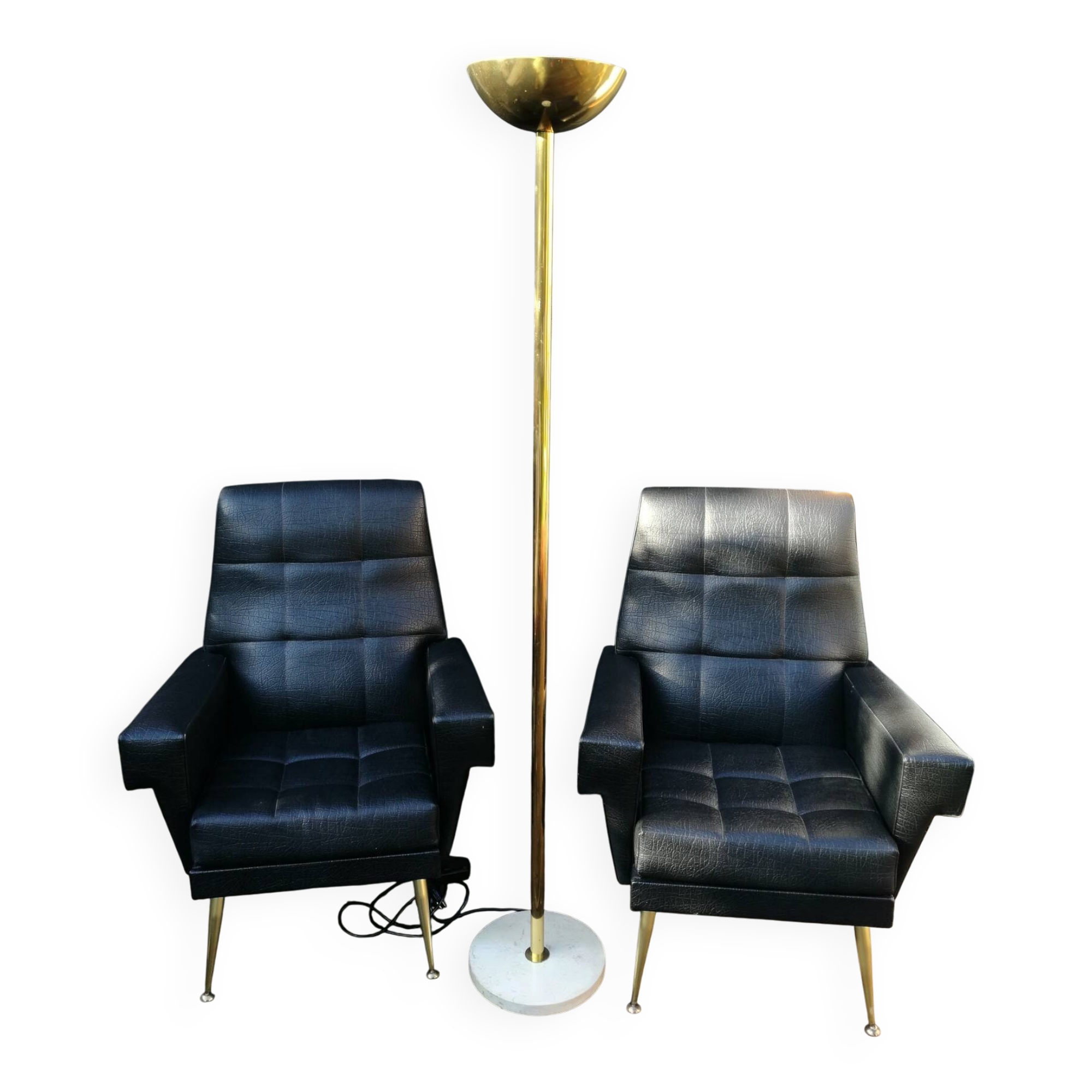 Pair of vintage leather armchairs