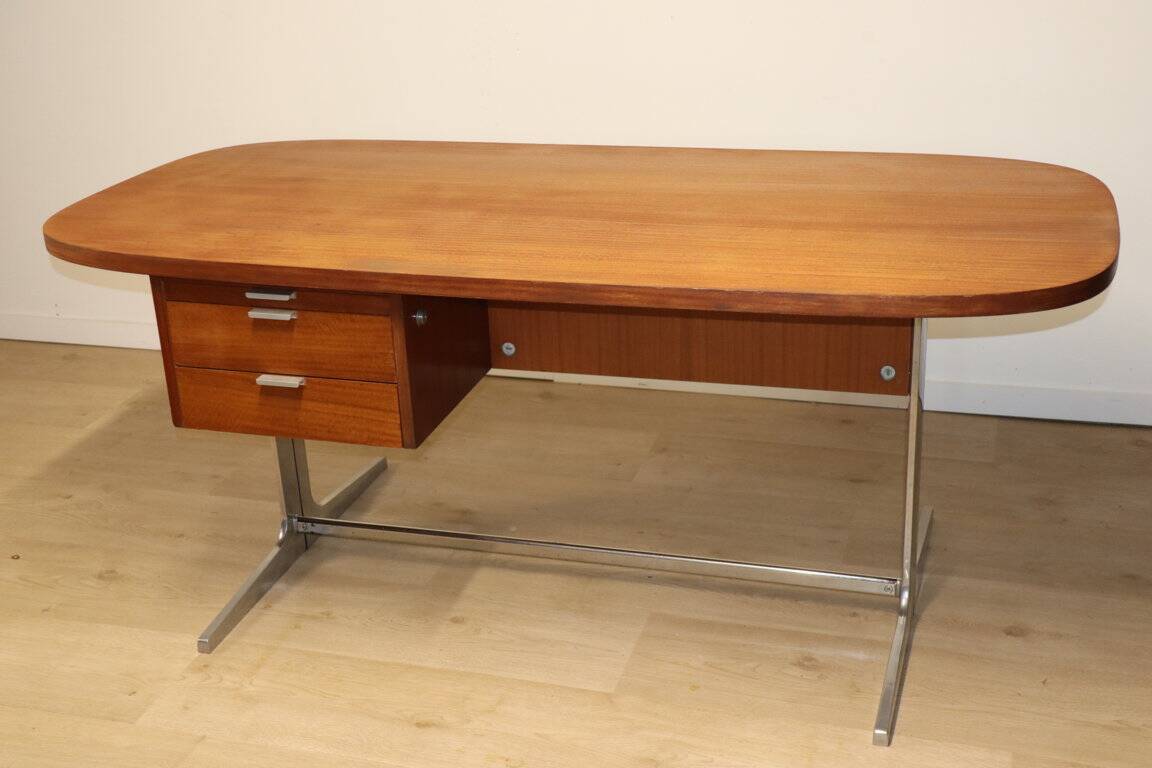 Vintage desk by George Nelson in wood and aluminum, 1960s
