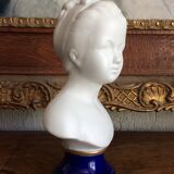 Small biscuit bust with blue base