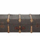Trunk with wood, brass lock, khaki green coated canvas, circa 1930