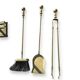 Fireplace tool set in brass